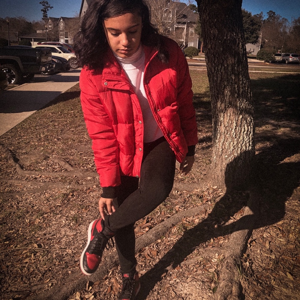Red Puff Jacket WORN ONCE